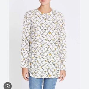 EQUIPMENT FEMME NWT Simon Silk Collarless Floral Print Tunic Blouse Top S